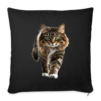 Norwegische Waldkatze - Sofakissenbezug 45 x 45 cm - Schwarz - Vorne