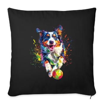 Australischer Schäferhund - Sofakissenbezug 45 x 45 cm - Schwarz - Vorne