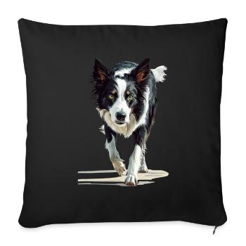 Border Collie - Sofakissenbezug 45 x 45 cm - Schwarz - Vorne