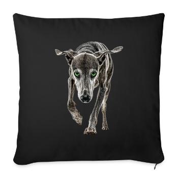Windhund - Sofakissenbezug 45 x 45 cm - Schwarz - Vorne