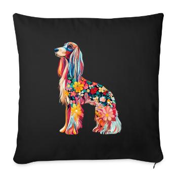 Afghanischer Windhund - Sofakissenbezug 45 x 45 cm - Schwarz - Vorne