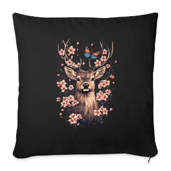Reh - Sofakissenbezug 45 x 45 cm - Schwarz - Vorne