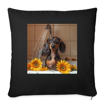 Dackel - Sofakissenbezug 45 x 45 cm - Schwarz - Vorne