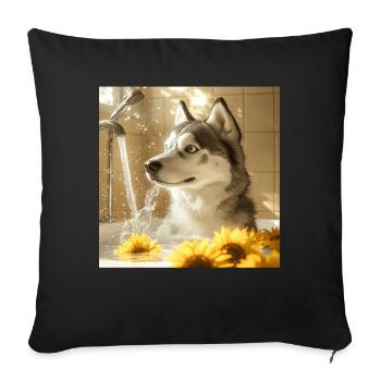 Sibirischer Husky - Sofakissenbezug 45 x 45 cm - Schwarz - Vorne
