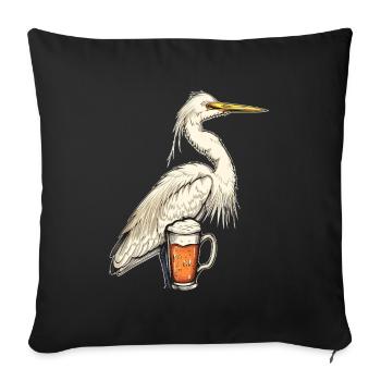 Reiher Vogel Bier - Sofakissenbezug 45 x 45 cm - Schwarz - Vorne