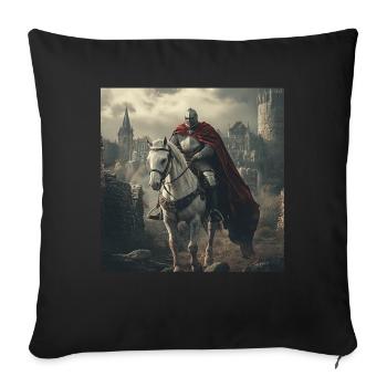Ritter auf Pferd - Sofakissenbezug 45 x 45 cm - Schwarz - Vorne