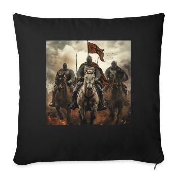 Ritter auf Pferd - Sofakissenbezug 45 x 45 cm - Schwarz - Vorne