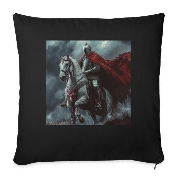 Ritter auf Pferd - Sofakissenbezug 45 x 45 cm - Schwarz - Vorne