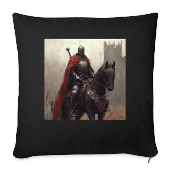 Ritter auf Pferd - Sofakissenbezug 45 x 45 cm - Schwarz - Vorne