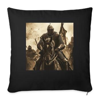 Ritter auf Pferd - Sofakissenbezug 45 x 45 cm - Schwarz - Vorne