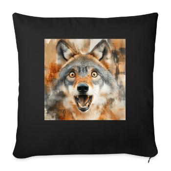 Wolf - Sofakissenbezug 45 x 45 cm - Schwarz - Vorne