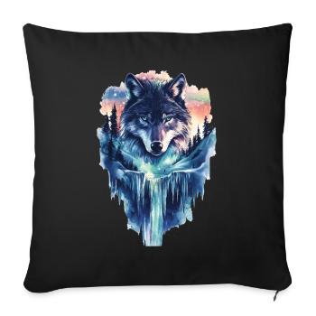 Wolf - Sofakissenbezug 45 x 45 cm - Schwarz - Vorne