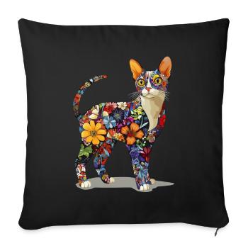 Devon Rex - Sofakissenbezug 45 x 45 cm - Schwarz - Vorne