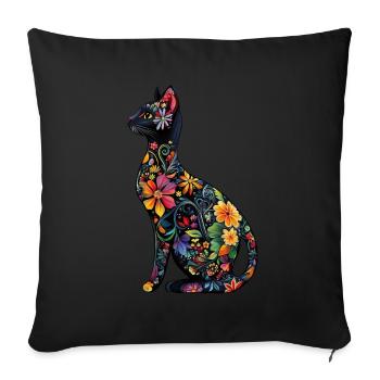 Russisch Blau Katze - Sofakissenbezug 45 x 45 cm - Schwarz - Vorne