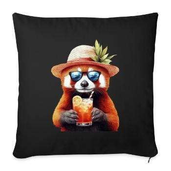 Roter Panda - Sofakissenbezug 45 x 45 cm - Schwarz - Vorne
