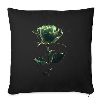 Grüne Rose - Sofakissenbezug 45 x 45 cm - Schwarz - Vorne