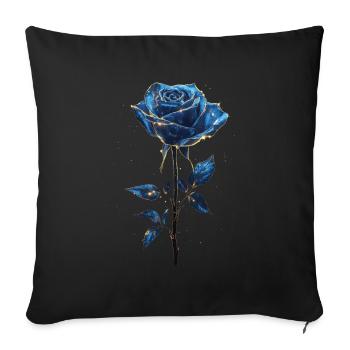 Blaue Rose - Sofakissenbezug 45 x 45 cm - Schwarz - Vorne