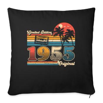 70e anniversaire 70 ans Né 1955 Homme Femme - Housse de coussin décorative 45 x 45 cm - noir - Devant