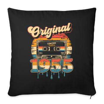 70e anniversaire 70 ans Né 1955 Homme Femme - Housse de coussin décorative 45 x 45 cm - noir - Devant