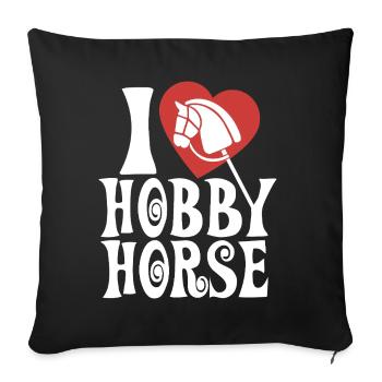 J’aime hobby cheval - Coeur - Hobby - Housse de coussin décorative 45 x 45 cm - noir - Devant