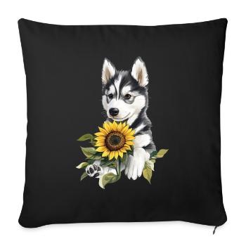 Sibirischer Husky - Sofakissenbezug 45 x 45 cm - Schwarz - Vorne