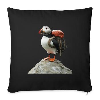 Papageitaucher - Sofakissenbezug 45 x 45 cm - Schwarz - Vorne