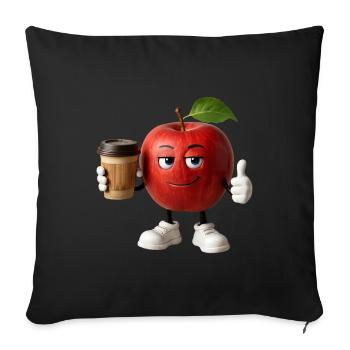 Apfelkaffee - Sofakissenbezug 45 x 45 cm - Schwarz - Vorne