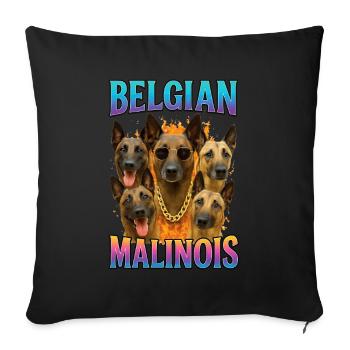 Belgischer Malinois - Sofakissenbezug 45 x 45 cm - Schwarz - Vorne