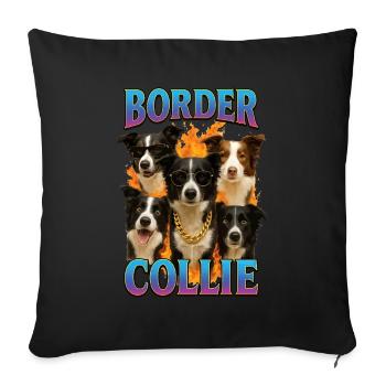 Border Collie - Sofakissenbezug 45 x 45 cm - Schwarz - Vorne