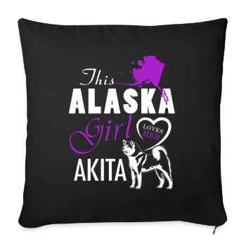 This Alaska Girl Loves Her Akita - Sofa pillowcase 17,3'' x 17,3'' (45 x 45 cm) - black - Front