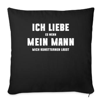 Ich liebe Kunstturnen und meinen Mann - Sofakissenbezug 45 x 45 cm - Schwarz - Vorne