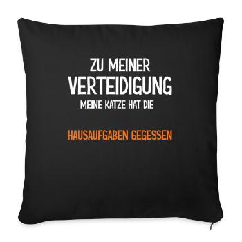 Zu meiner Verteidigung Katze hat Hausaufgaben - Sofakissenbezug 45 x 45 cm - Schwarz - Vorne