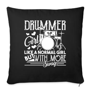 Drummer Girl Like Normal Girl - Sofa pillowcase 17,3'' x 17,3'' (45 x 45 cm) - black - Front