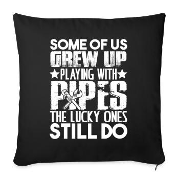 Plumbers Play With Pipes - Sofa pillowcase 17,3'' x 17,3'' (45 x 45 cm) - black - Front