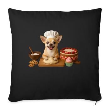 Chihuahua Baking Cake Cookies - Sofa pillowcase 17,3'' x 17,3'' (45 x 45 cm) - black - Front