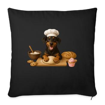 Doberman Baking Cake Cookies - Sofa pillowcase 17,3'' x 17,3'' (45 x 45 cm) - black - Front