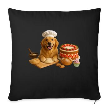 Golden Retriever Baking Cake Cookies - Sofa pillowcase 17,3'' x 17,3'' (45 x 45 cm) - black - Front