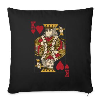 Cartes Coeur Roi Skat Poker Doppelkopf - Housse de coussin décorative 45 x 45 cm - noir - Devant