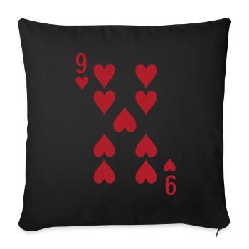 Cartes Coeur Neuf Skat Poker Doppelkopf - Housse de coussin décorative 45 x 45 cm - noir - Devant