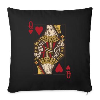 Cartes Coeur Queen Skat Poker Doppelkopf - Housse de coussin décorative 45 x 45 cm - noir - Devant