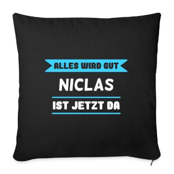 Niclas Name Design für stolze Niclas - Sofakissenbezug 45 x 45 cm - Schwarz - Vorne