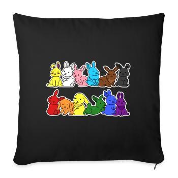 Pride Progress Flag Rabbit Equality - Sofa pillowcase 17,3'' x 17,3'' (45 x 45 cm) - black - Front