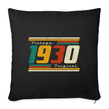 1930 ' s Né rétro coucher de soleil cadeau vintage - Housse de coussin décorative 45 x 45 cm - noir - Devant