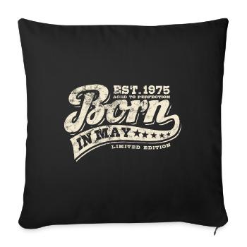 Né(e) en mai 1975 - Anniversaire - Cadeau - Housse de coussin décorative 45 x 45 cm - noir - Devant