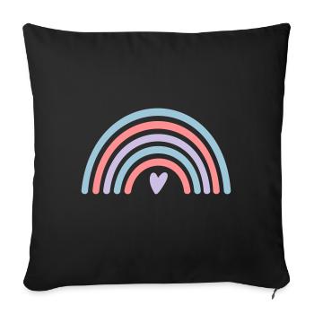 Regenbogen mit Herz - Sofakissenbezug 45 x 45 cm - Schwarz - Vorne