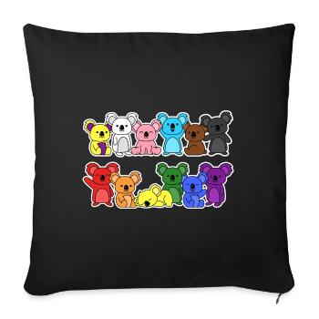 Pride Progress Flag Koala for Equality - Sofa pillowcase 17,3'' x 17,3'' (45 x 45 cm) - black - Front