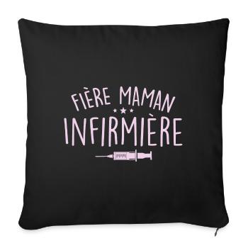 Fière Maman D’une Infirmière - Cadeau Infirmière - Housse de coussin décorative 45 x 45 cm - noir - Devant