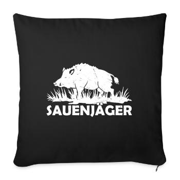 Sauenjäger Wildschwein Wildsau Keiler Jäger - Sofakissenbezug 45 x 45 cm - Schwarz - Vorne