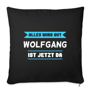 Wolfgang Name Design für stolze Wolfgangs - Sofakissenbezug 45 x 45 cm - Schwarz - Vorne