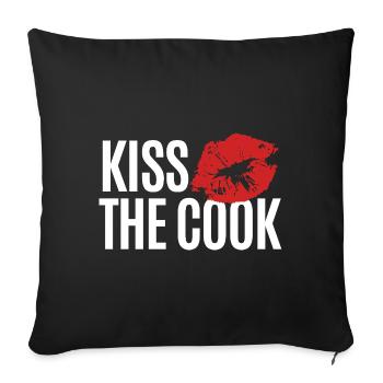 Embrasser le cuisinier - kochen - Spruch - Housse de coussin décorative 45 x 45 cm - noir - Devant